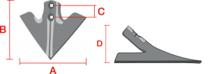 cultivator points dimentions